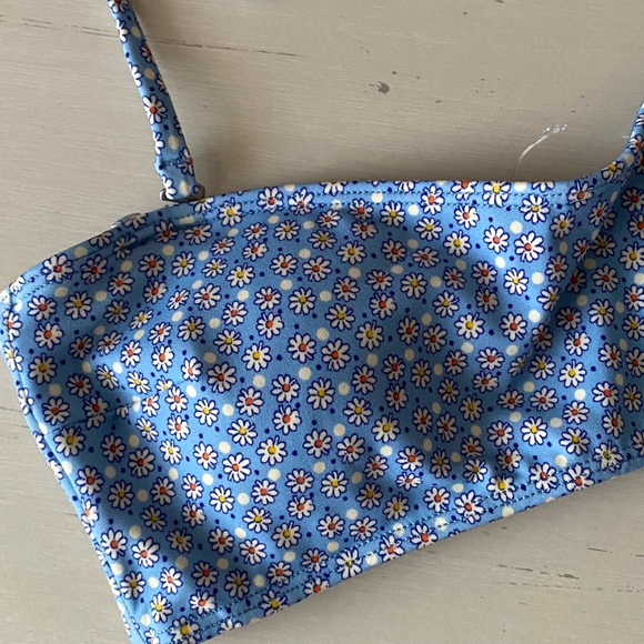 NWOT Urban Outfitters out from under paisley print baby blue bikini top - Picture 2 of 4
